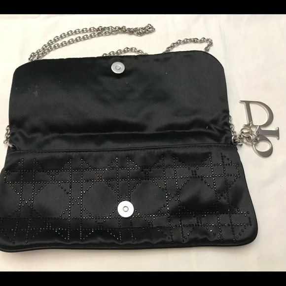 Dior Cannage Crystal Embellished Chain Black Satin - Picture 2 of 5